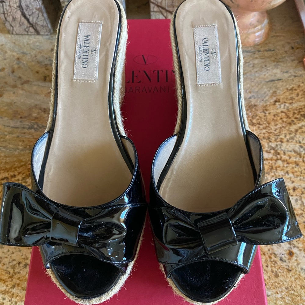 Vintage Valentino Espadrille Platform Slides EU 38